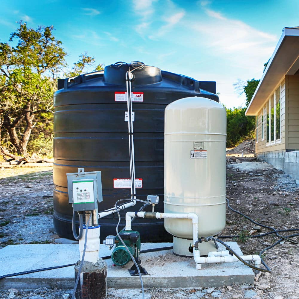 water well system installed at a new home